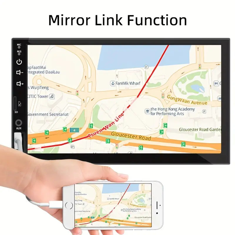 1-DIN Auto Radio Multimedija – Podržava Žičani CarPlay i Android Auto, 17,78 cm HD Ekran na Dodir, MirrorLink, Navigacija i Muzika, Opcionalna Komanda na Volanu i Kamera za Rikverc