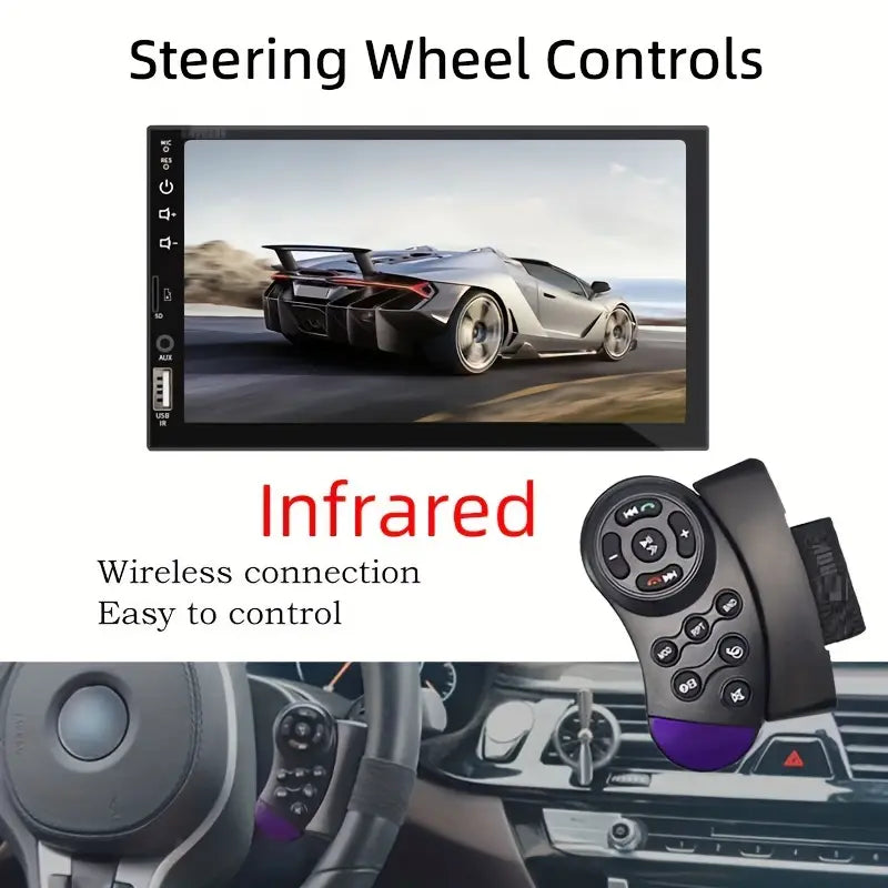 1-DIN Auto Radio Multimedija – Podržava Žičani CarPlay i Android Auto, 17,78 cm HD Ekran na Dodir, MirrorLink, Navigacija i Muzika, Opcionalna Komanda na Volanu i Kamera za Rikverc