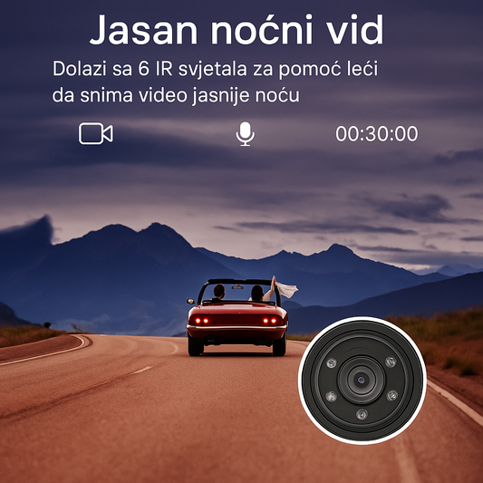 Baideluo Prednja Auto Kamera 1080P sa Infracrvenim Noćnim Vidom, Cikličnim Snimanjem i Širokougaonim Objektivom – 2.4" IPS Ekran