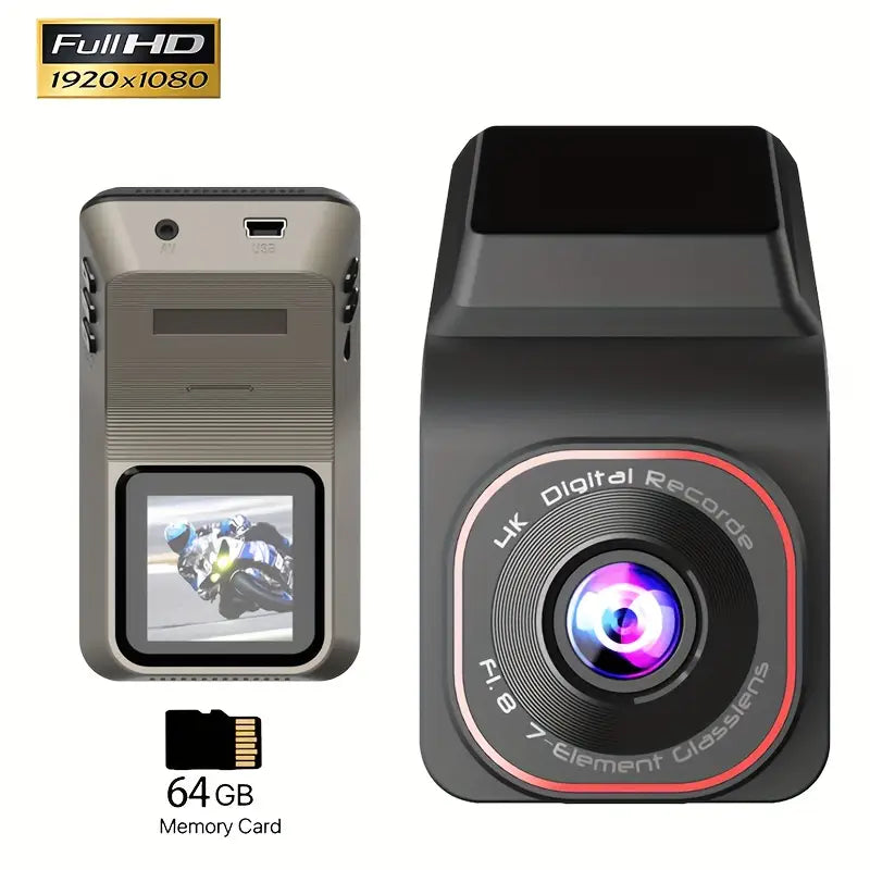 ESPONER Full HD 1920x1080 kamera za automobil sa 5,08 cm mini skrivenim ekranom, širokougaonom lećom, noćnim vidom, automatskim kružnim snimanjem, lakom ugradnjom i memorijskom karticom od 64 GB