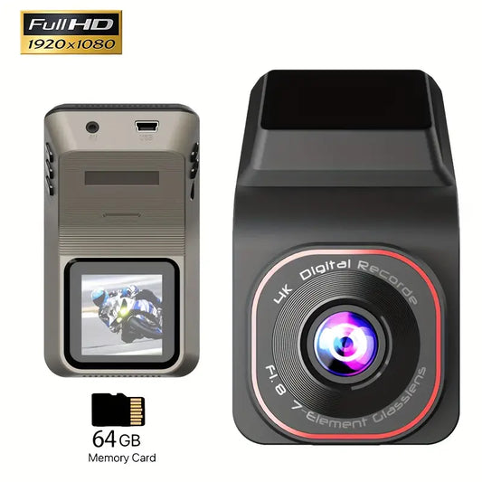 ESPONER Full HD 1920x1080 kamera za automobil sa 5,08 cm mini skrivenim ekranom, širokougaonom lećom, noćnim vidom, automatskim kružnim snimanjem, lakom ugradnjom i memorijskom karticom od 64 GB